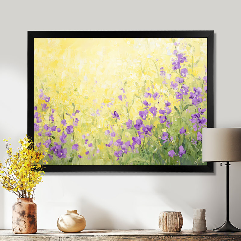 Lueur dorée des fleurs sauvages de l'été - Art mural fleurs sauvages, H 24 po x l 32 po, Noir