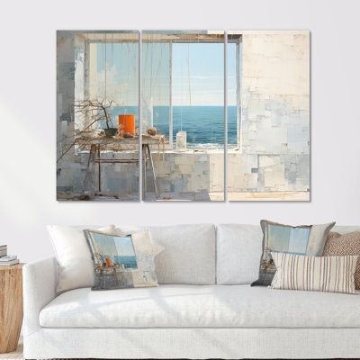 «Beach Windows Horizon - Coastal Windows», ensemble d'art sur toile