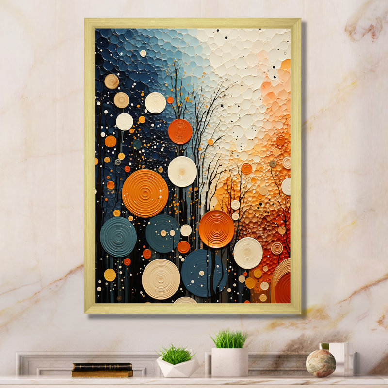 Coloré Mid Century Dynamic Duality IV sur toile, Cadre photo doré, H 32 po x l 24 po x P 1 po