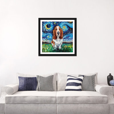 Reproduction d’art « Basset Hound Night » par aja Trèves