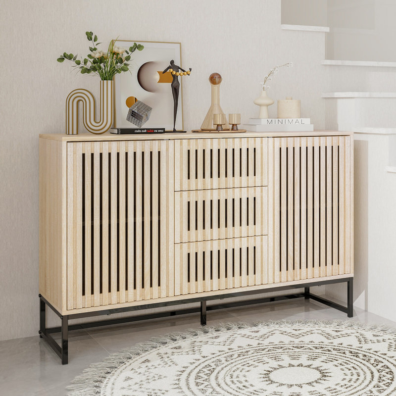 Armoire de rangement décorative 2 portes, 3 tiroirs