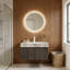 Meuble-lavabo avec tiroirs et portes, comptoir en pierre frittée gris clair et lavabo en céramique-306290664-306290665-306290666