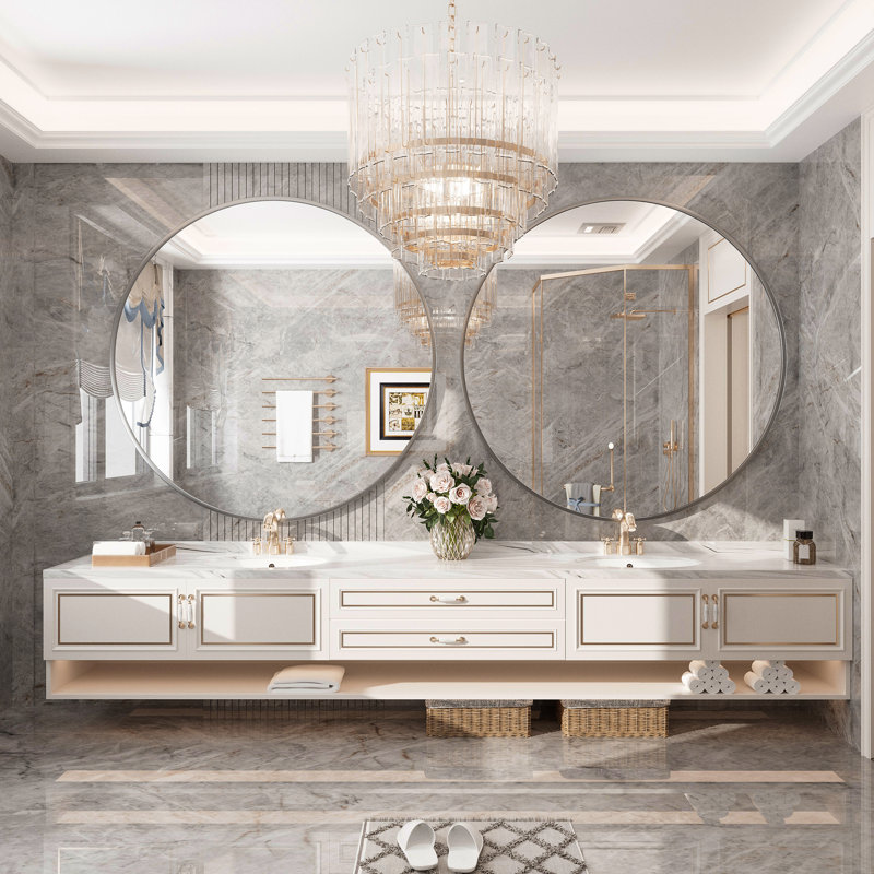 Miroir de salle de bain Molly Easy, Argent argent, 48 po x 48 po