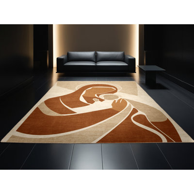 Tapis abstrait moderne et contemporain lavable à la machine Bartow