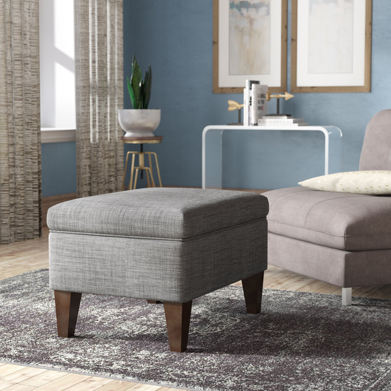 Repose-pieds de rangement rectangulaire en velours de 22 po de large Zaylee, Beige