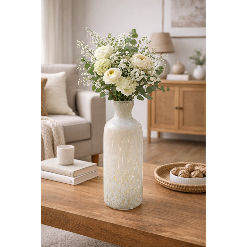 Vase | Vase en verre ivoire | Élégant décor décoratif pour la maison | 4 x 10 po