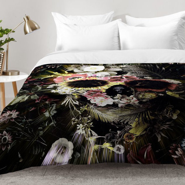 Ensemble d'édredon Garden Skull, Édredon pour lit simple TG + 1 taie décorative