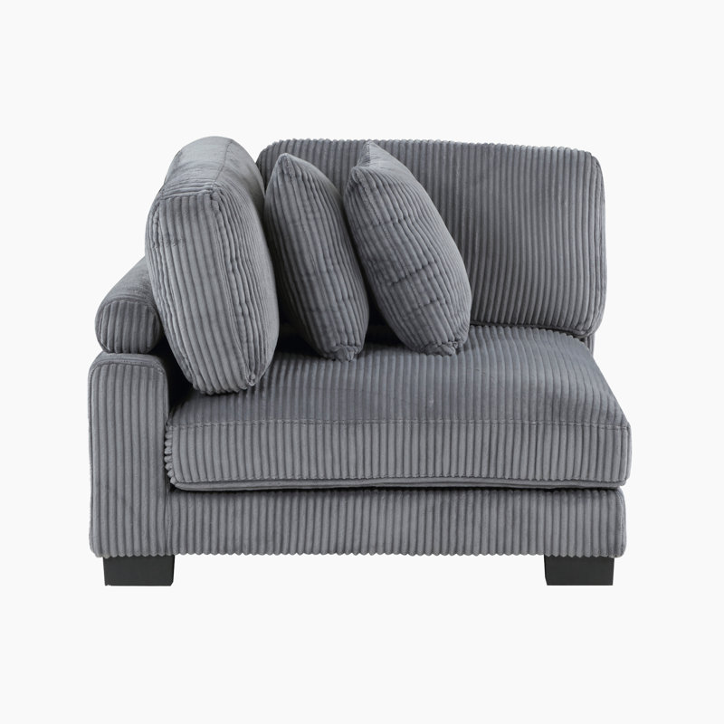 Chaise de coin moderne et contemporaine Brinsley de 45 po avec revêtement en velours côtelé, dossier réglable, ressorts en mousse