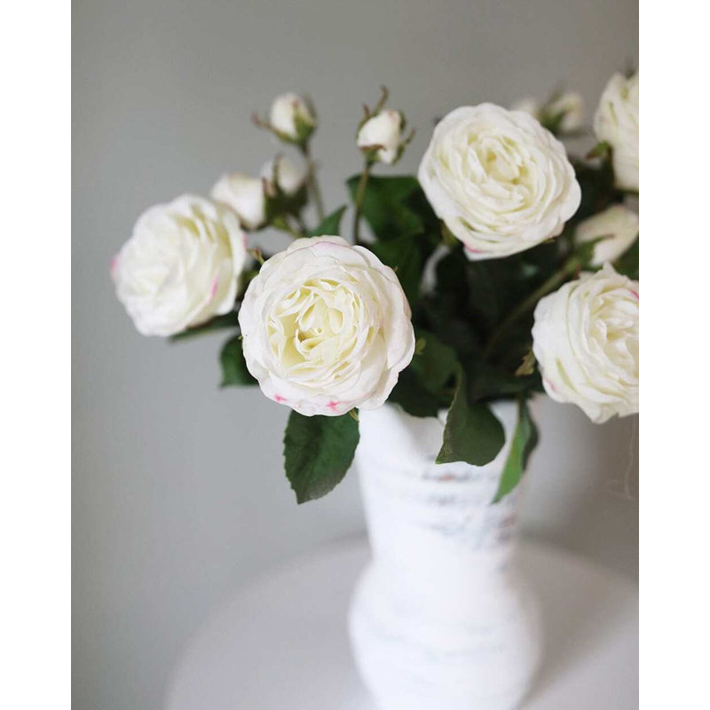 Real Touch Pink Rose 21.5", White