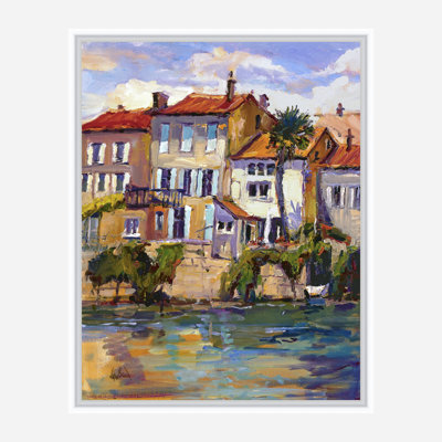 Charantee River Shops by John Beard - Artist Enhanced Canvas Print