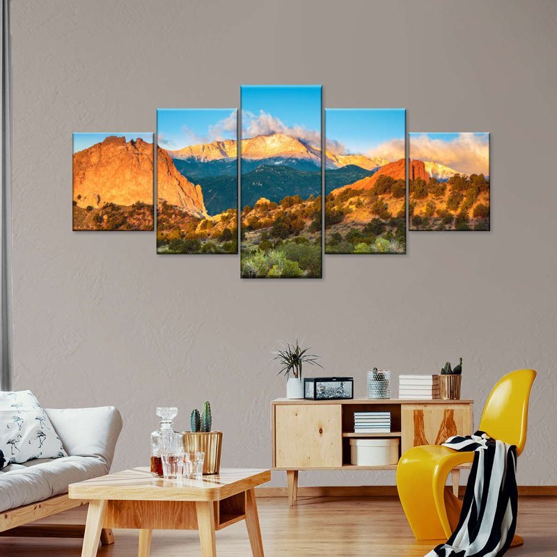 Pikes Peak Mountainscape - Ensemble de 5 toiles tendues, H 55 po x l 24 po