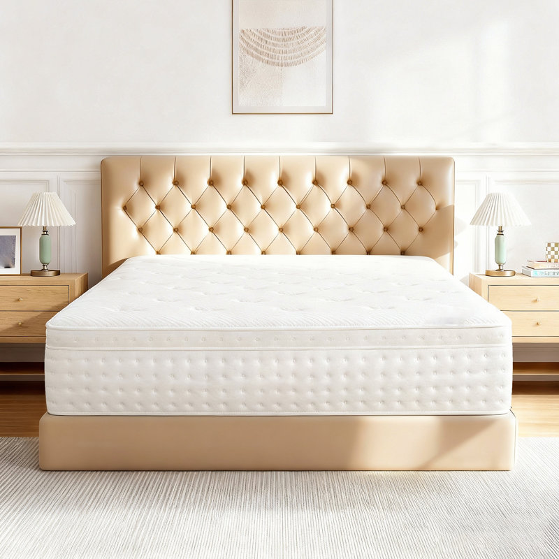 Matelas hybride 14 po avec tissu en soie glacée 3000 ressorts et mousse viscoélastique double couche, Très grand lit