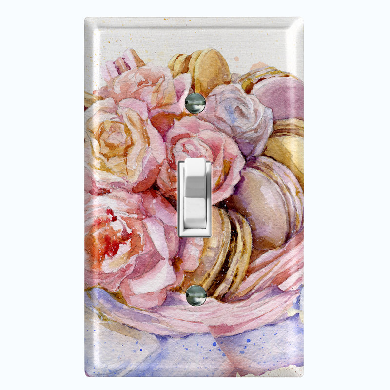 Couvercle de prise de courant en métal (fleur Macaron - simple basculement)