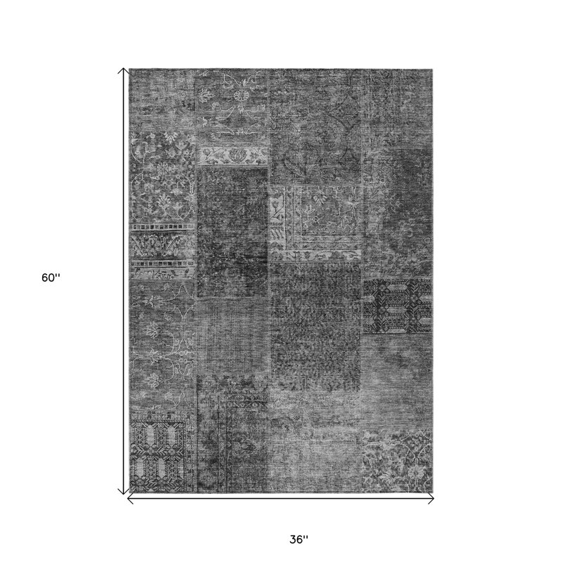 Tapis d'extérieur lavable gris anthracite 3 pi x 5 pi