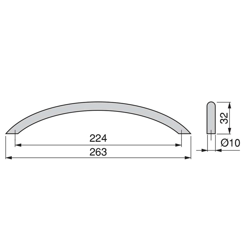 Cavanaville Steel 22.4cm Centre Arch Handle