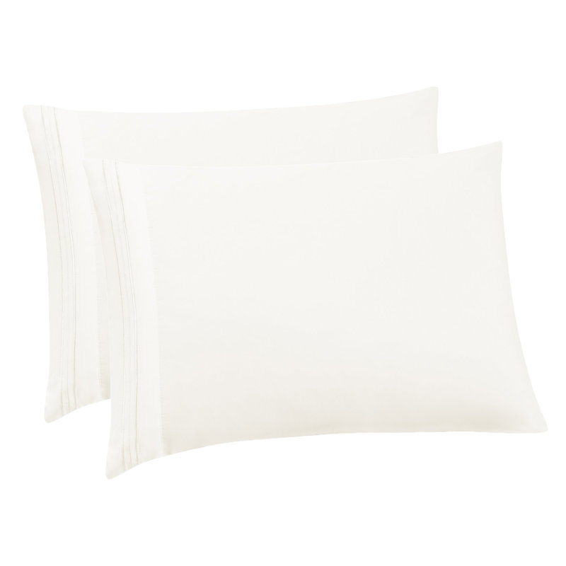 Luxury Embroidered Ultra Soft Microfiber Pillowcases (2-Pack) by Sweet Home Collection®, Standard Pillowcase , Ivory