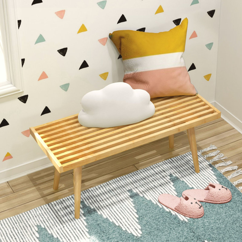 Banc en bois Levitus, Naturel, H 17,5 po x l 41,25 po x P 16,5 po