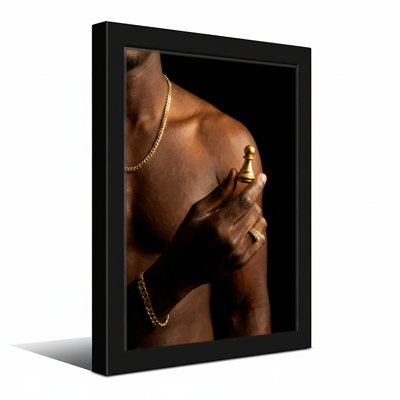 Fashion Man Holding Chess Piece With Gold Jewelry
