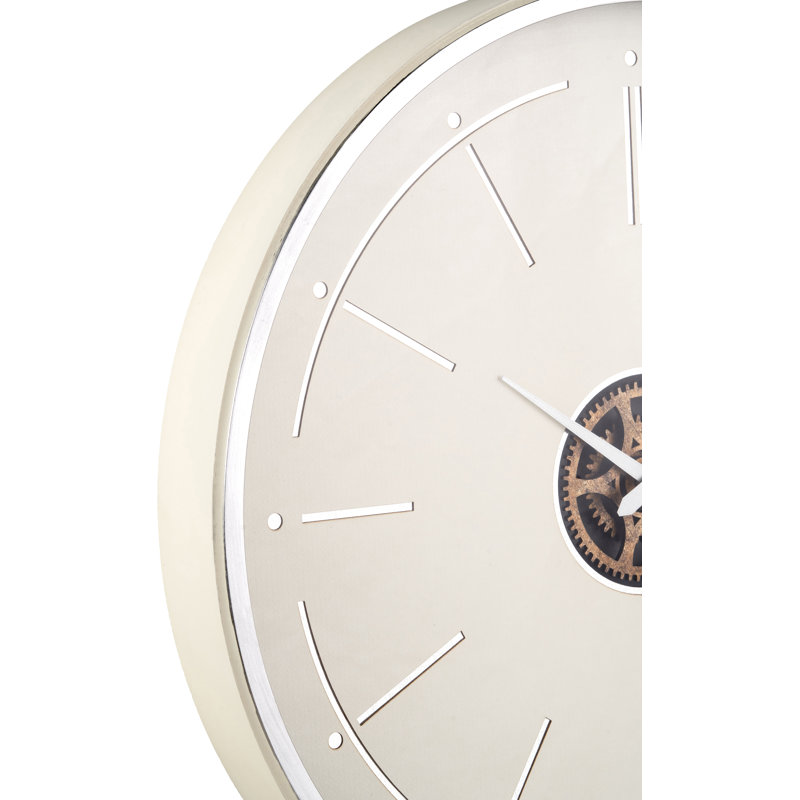 Wood Wall Clock, Silver/Cream