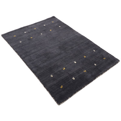 Handwoven Wool Gabbeh Uni Black Rug