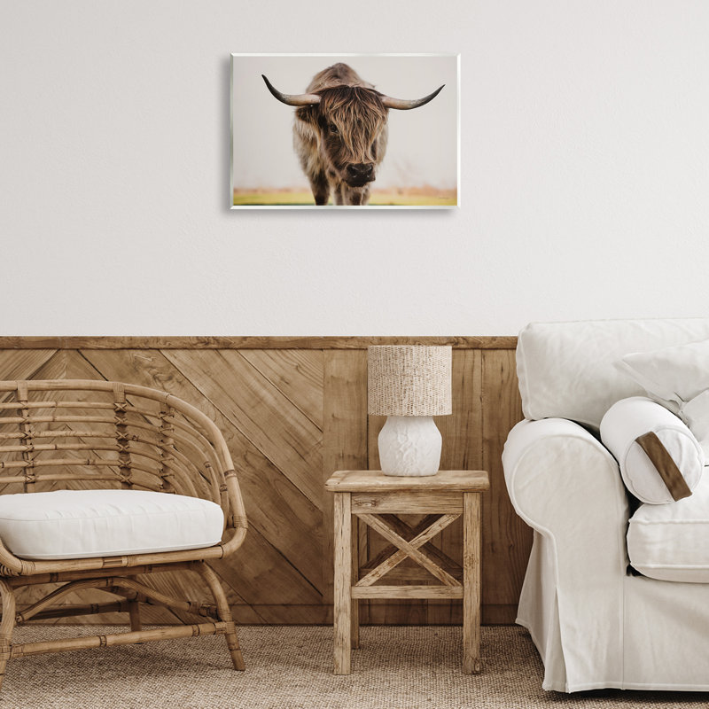 Art mural de Longhorn avec regard perçant, design par Dakota Diener, H 13 po x l 19 po