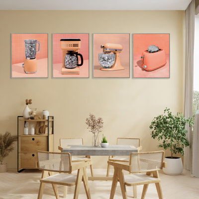 Ensemble de giclées encadrées Disco Drink Blender sur Orange, par Lish Creative