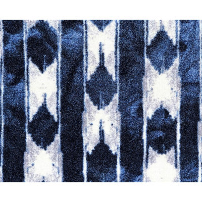 Lawaun Shades of Blue Abstract Stripes Washable Floor Mat
