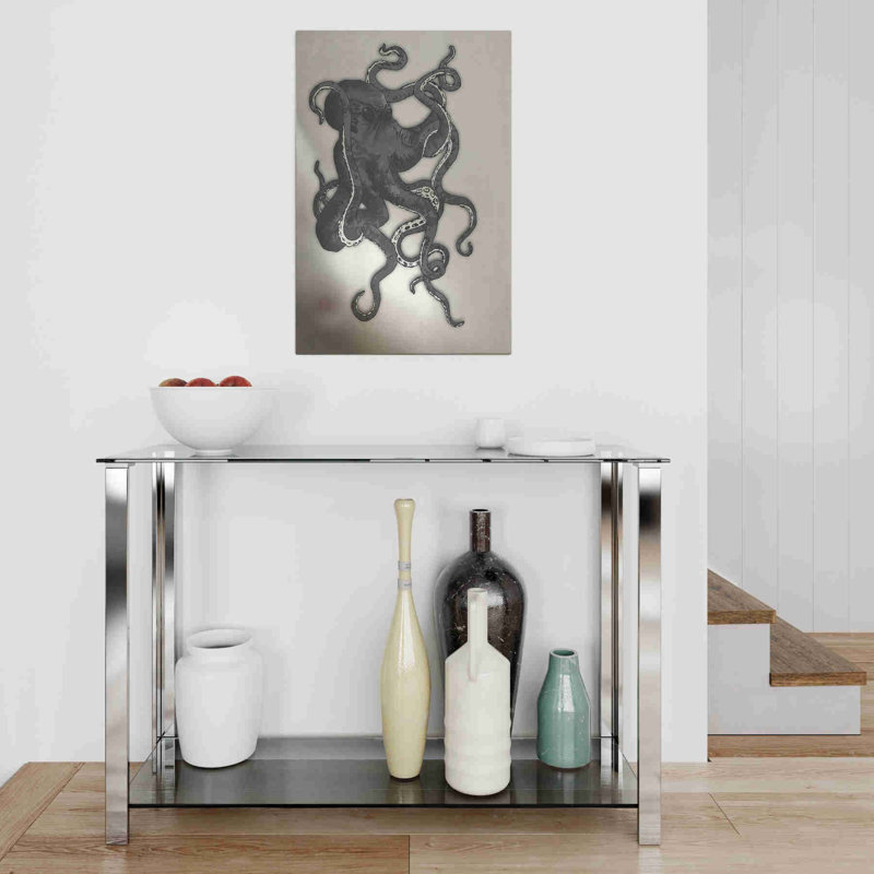 Pieuvre par Nicklas Gustafsson, sur aluminium brossé, H 24 po x l 16 po