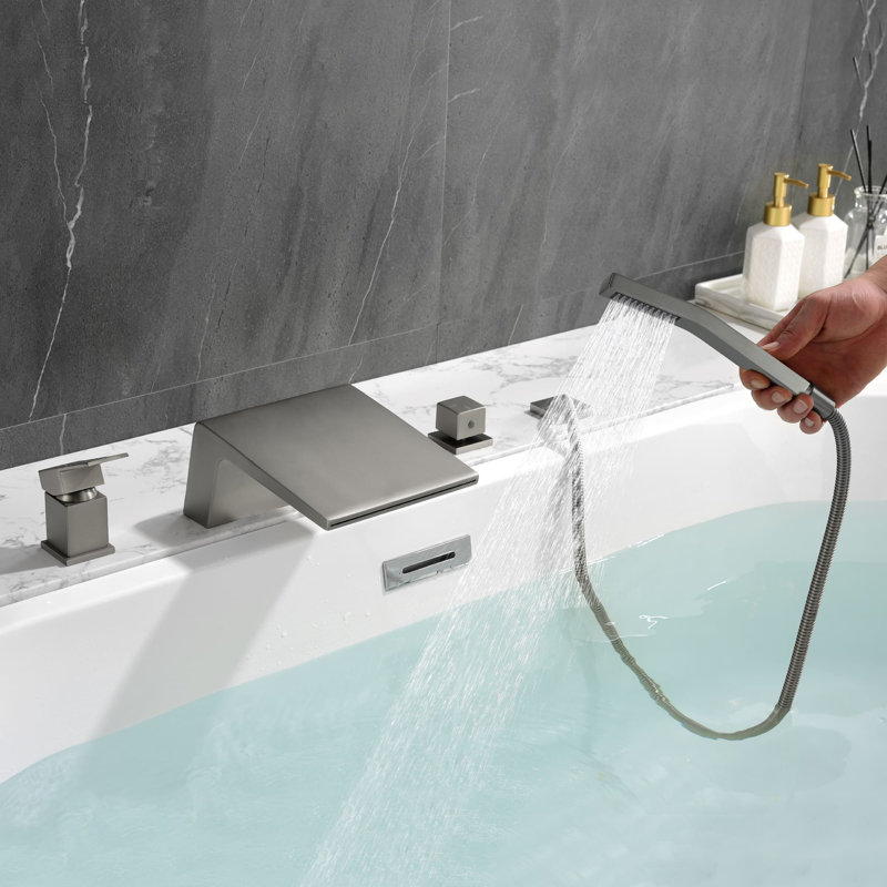 1 Handle Bathroom Waterfall Faucet with Diverter, Brushed Nickel