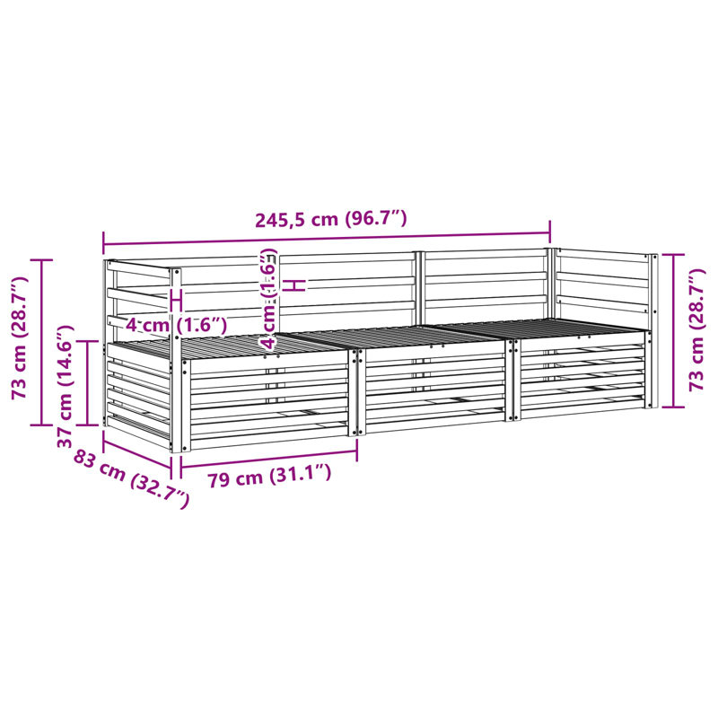 245.5cm Wide Patio Sectional Set