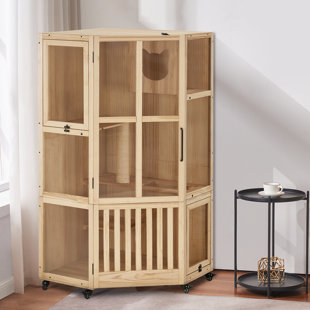 Enclos pour chat en bois 62 po avec griffoir et roues