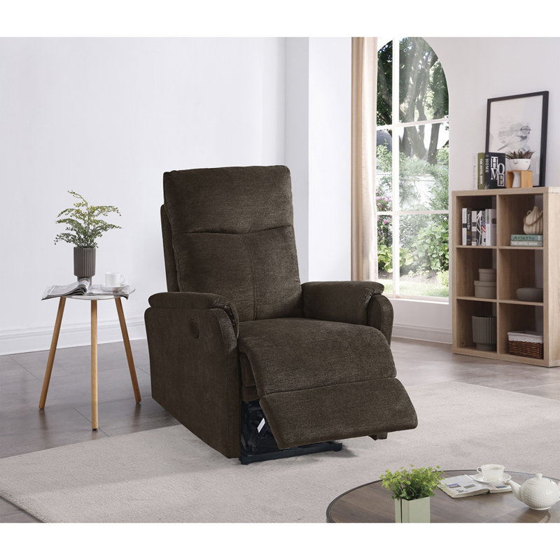 Upholstered Recliner, Dark Brown Polyester Blend