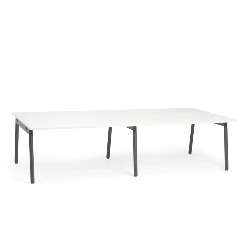 Bureau double Series A, 57 po, gris anthracite + blanc LPL, H 29 po x L 57 po x l 56 po, Blanc