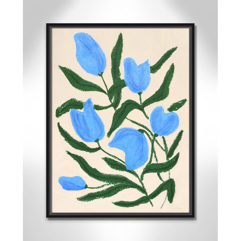 «Colette Blue Tulips Print» par Camilla Bergqvist, Noir, H 25,5 po x l 19,5 po