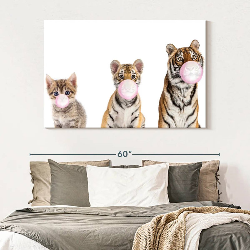 Bubble Gum Tigers sur toile, H 34 po x l 51 po x P 1,25 po