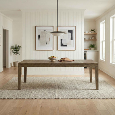 Grande table de salle à manger transitionnelle avec rallonge de rangement à rallonge 1 pièce
