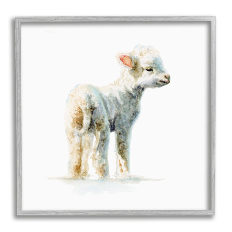 «Shaggy Lamb Nursery Animal» par Fox Hollow Studios - Peinture, H 24 po x l 24 po x P 1,5 po, Estampe numérique Farmhouse