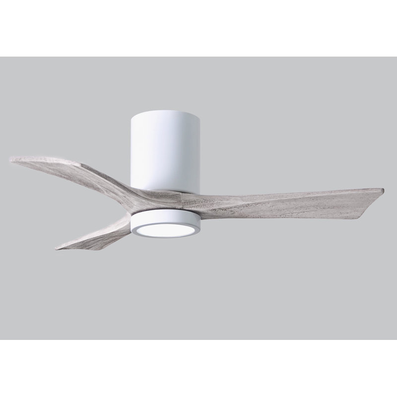 Irene LED Ceiling Fan, Gloss White, 42", Barn Wood Tone