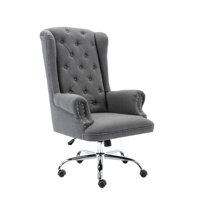 Linen Executive Chair, Dark Grey