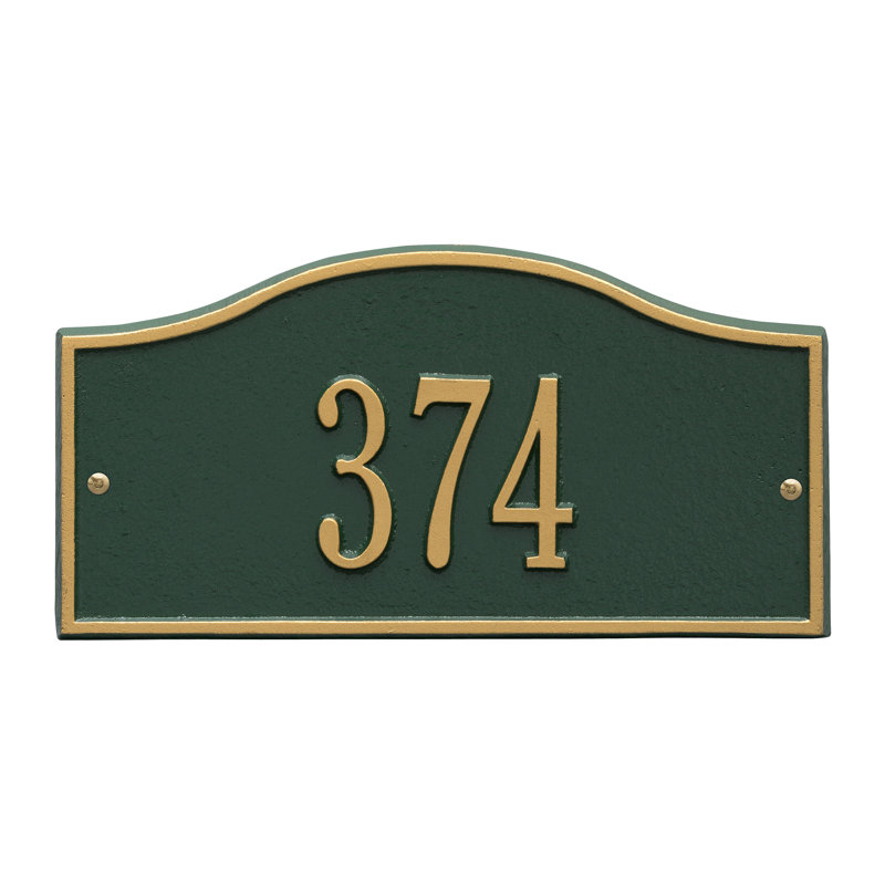 Rolling Hills 1-Line Wall Address Plaque, Green and Gold, Yes