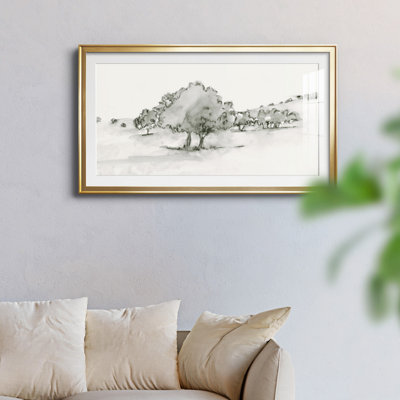Scenic Scribble II - Matted and Framed Under Acrylic Glass, Large Living Room Wall Art