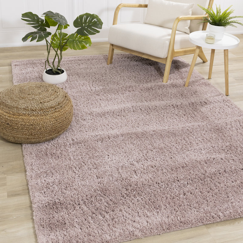 Hammersmith Pink Blush Solid Shag Area Rug, Rectangle 6'7" x 9'6"