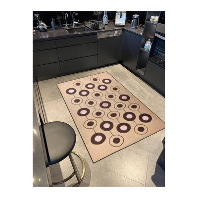 Tapis décoratif rond tissé à la machine en paille lavable à la machine