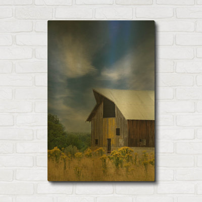 'Old Barn In A Summer Field' By Don Schwartz Gold Metal Wall Art, 24" x 36"