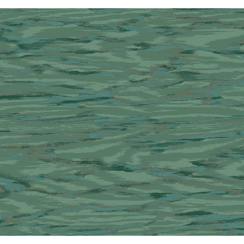 Papier peint ivoire Ivy Bronx Designs, Paon métallique / vert mousse