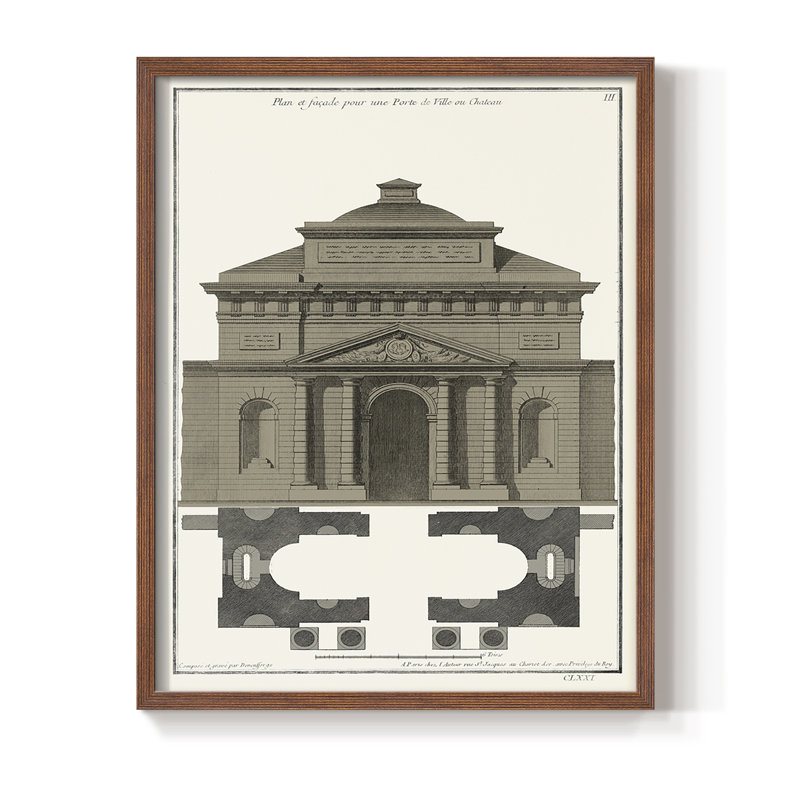 Bâtiments et façades III, reproduction encadrée - bois massif, Brun, H 20 po x l 16 po