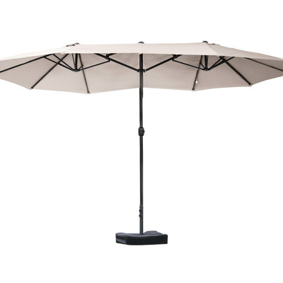 Patio Umbrella 15', Steel Rectangular Frame, Double Sided Sun Blocking, Effortless Operating Crank, Coffee 15' Pool Sunshade Umbrella, Rectangular, Screening,