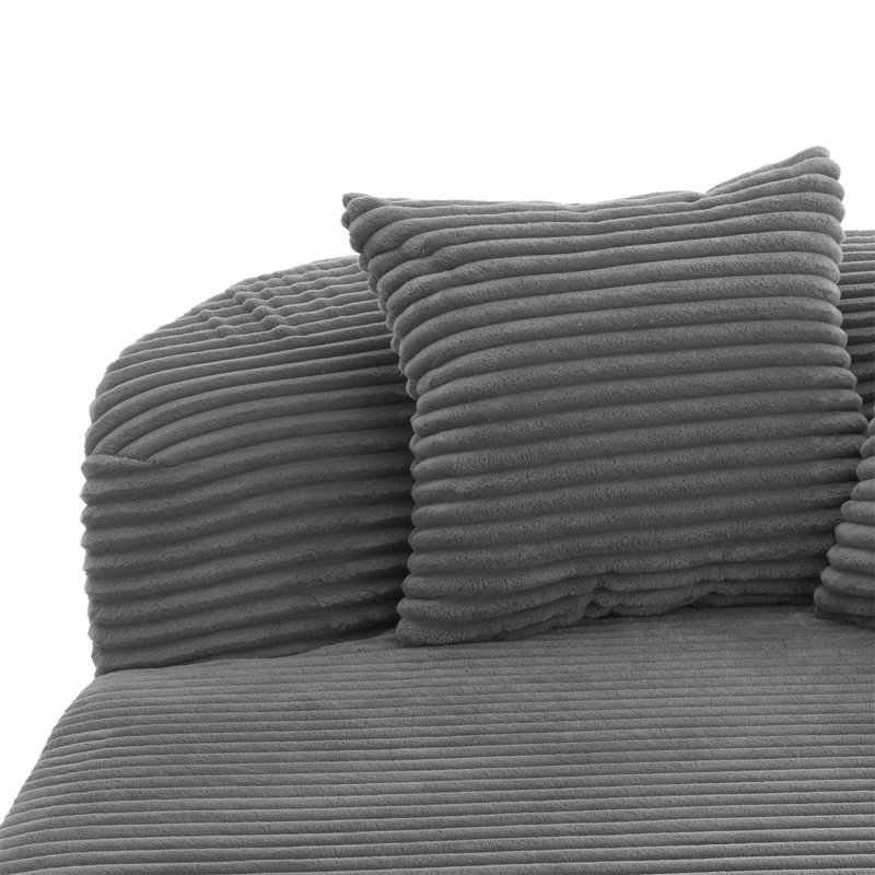 Canapé moderne sans méridienne 51,6 po avec deux coussins de soutien pour le salon, gris, Gris