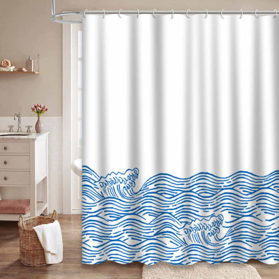Rideau de douche imperméable à l'eau avec 12 crochets Doodle Line