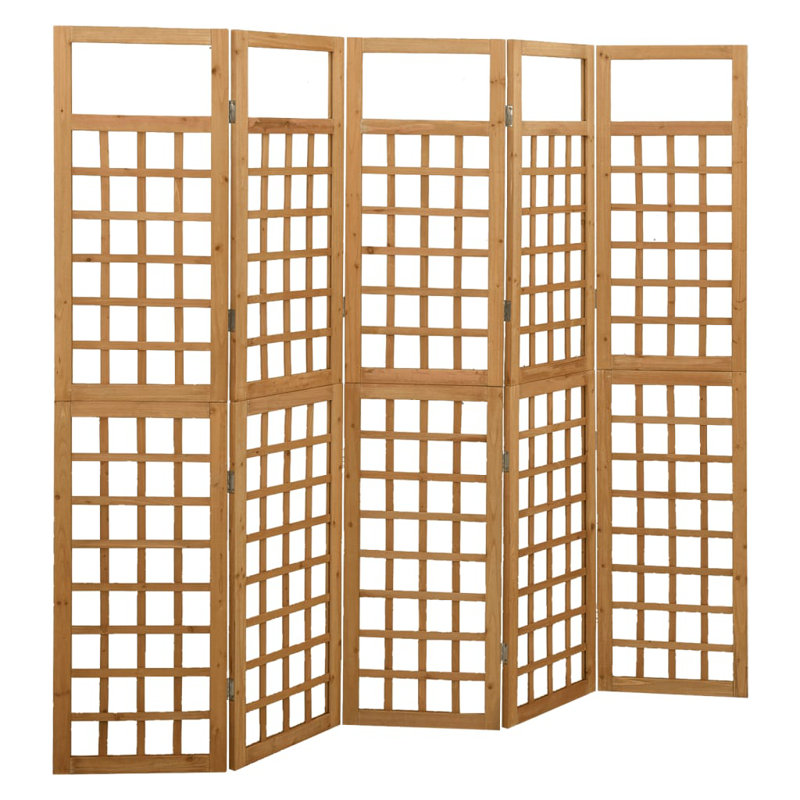 Paravent / Pare-étincelles pliable pour chambre en sapin massif, 5, H 70,9 po x l 79,3 po x P 1,6 po, Brun